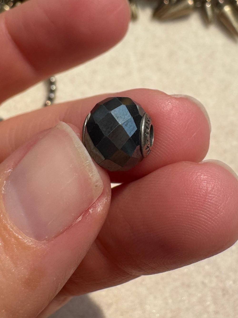 Pandora Faceted Hematite-Style Dark Bead Charm
